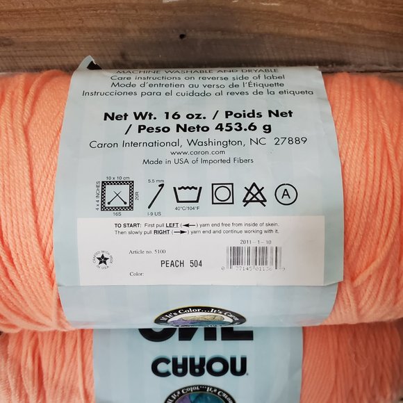Caron One Pound Yarn-Peach - #504 - 4-ply - Worsted Weight - Picture 3 of 7
